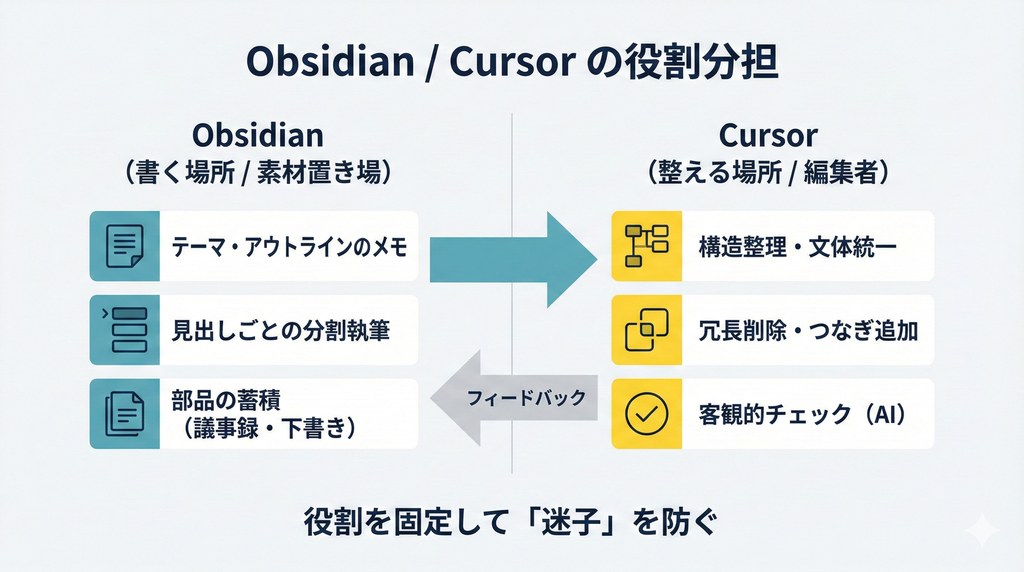 文書作成時のObsidianとCursorの使い分け